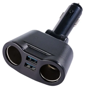 12V–24V Dual USB Car Charger Socket with Blue LED