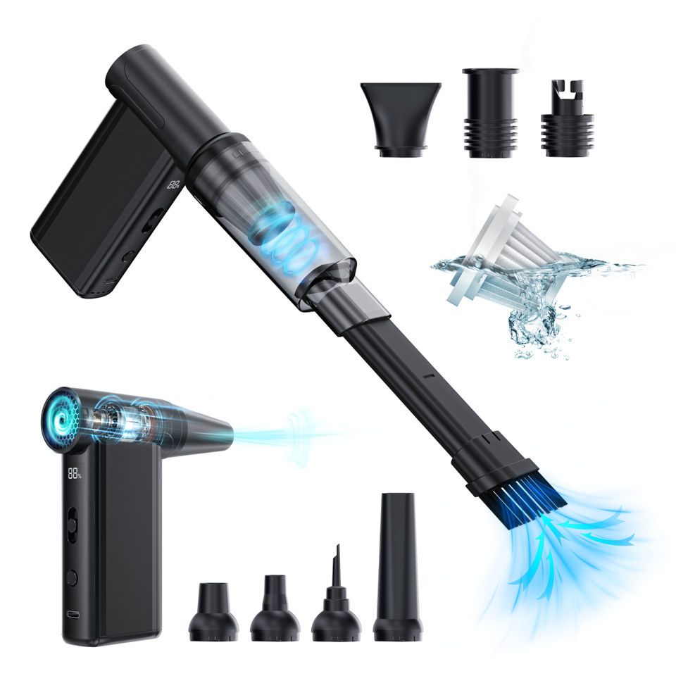 Handheld USB Portable Cordless High-Power Suction Car Vacuum Cleaner with Air Duster for Home Office Hotel & Pet Hair