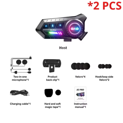 X3PRO Helmet Headset Wireless X3 Intercom Bluetooth 5.4 Hands-free Call Motorcycle Waterproof Earphone Music Player Speaker